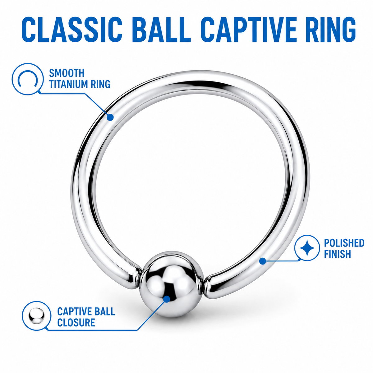 ASTM F136 Titanium BCR (Ball Closure Ring)
